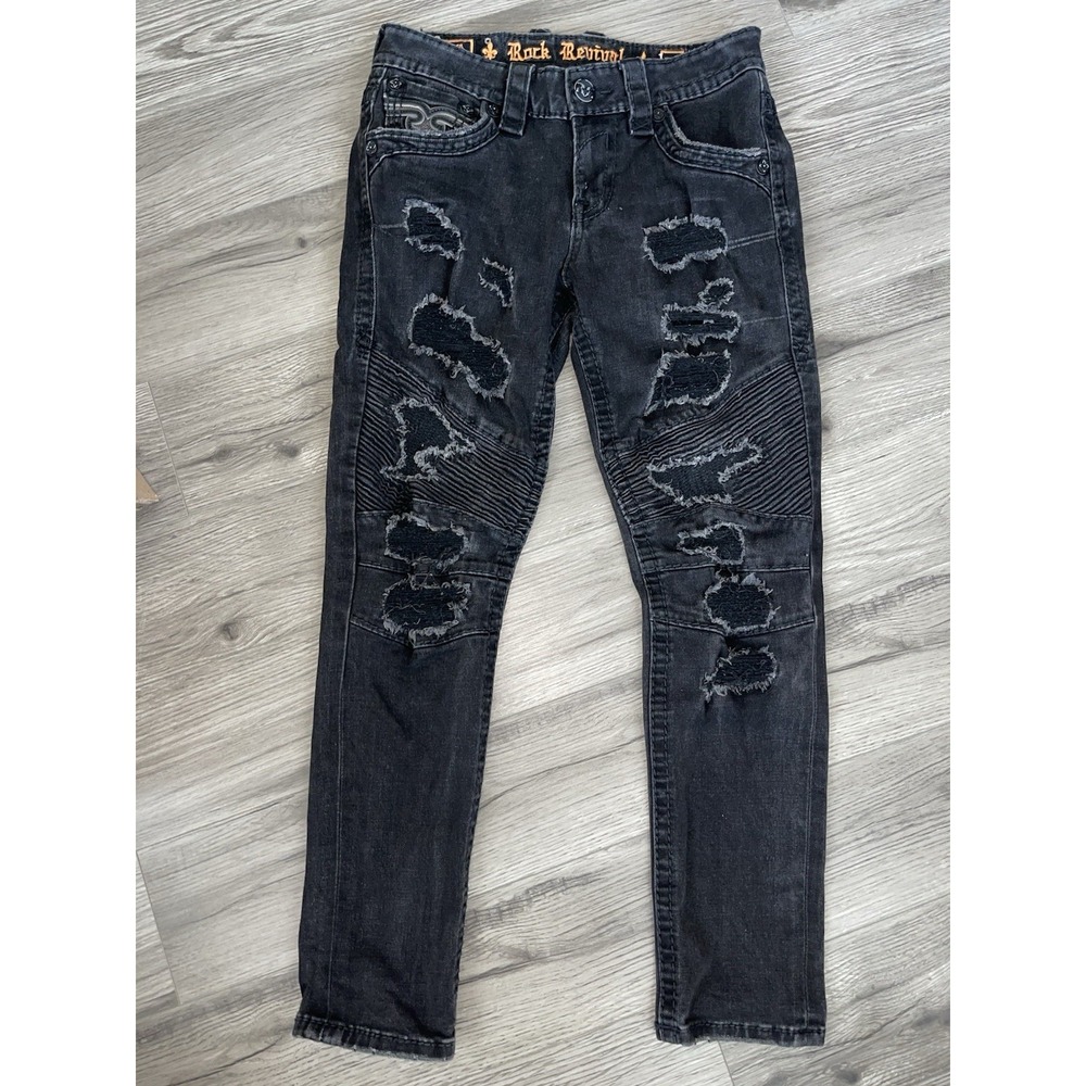 Rock Revival Men's Black Distressed Zinfandel Biker 29" X 28"
